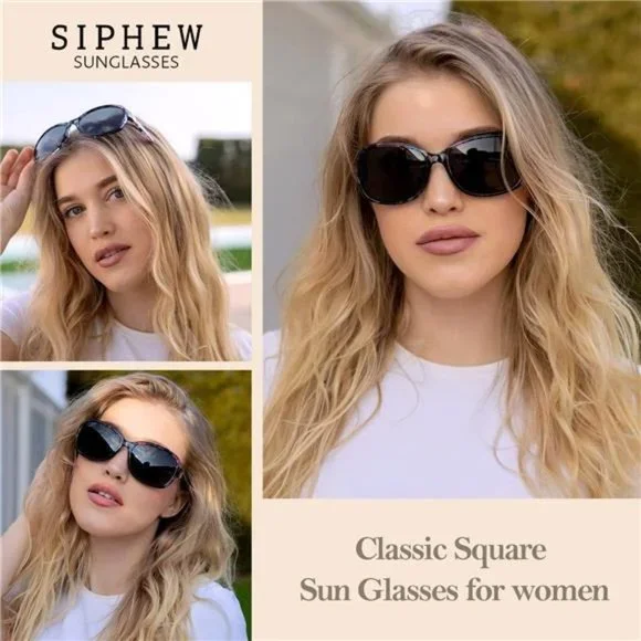 Polarized Sunglasses Womens A06 Trendy Polarized Sunglasses, Black White